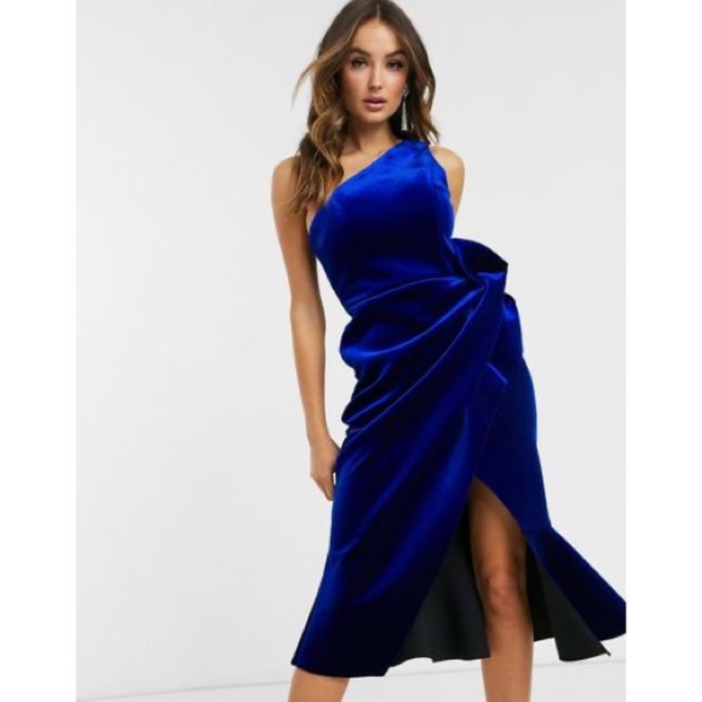 ASOS Blue Velvet Midi Dress